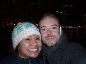 Marissa and Derek in Chicago's Millennium Park on one of their first dates.